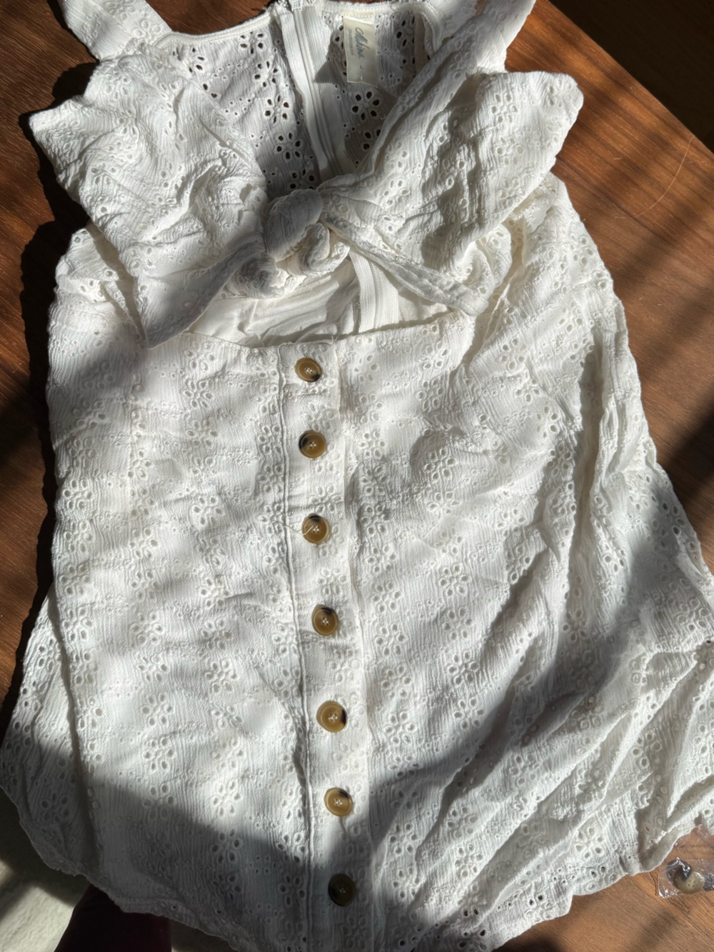 White House Eyelet Tie-Front Dress